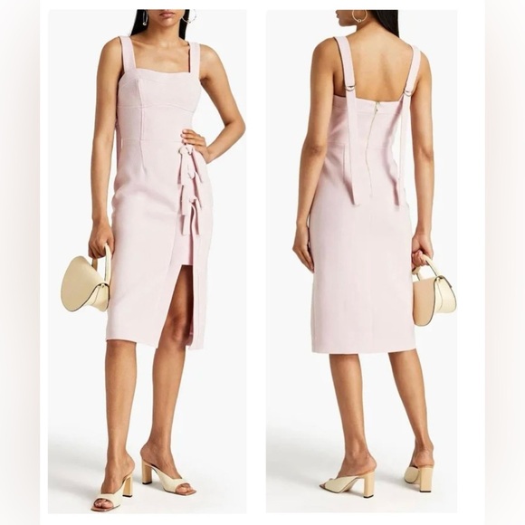 Rebecca Vallance Dresses & Skirts - NWT Rebecca Vallance Celestina Knotted Crepe Dress Pink Midi Size 2